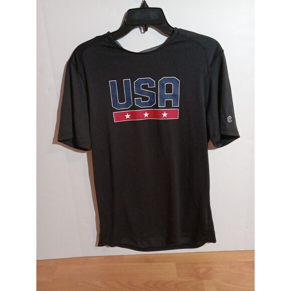 Champion USA Athletic Short Sleeve T-Shirt Sz Medium M Black - Picture 1 of 11